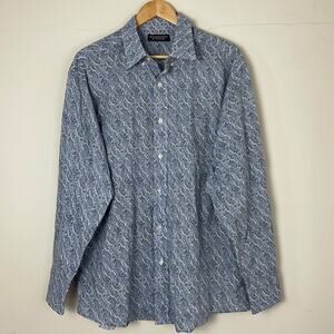 Roundtree & Yorke Blue Paisley Shirt Size L